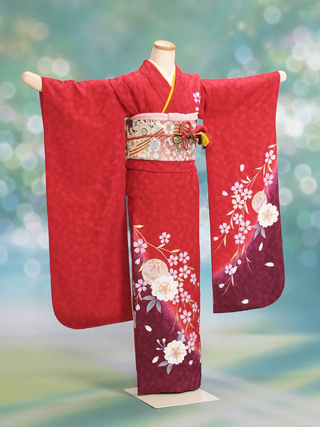 振袖18-044　赤/花・鞠・古典