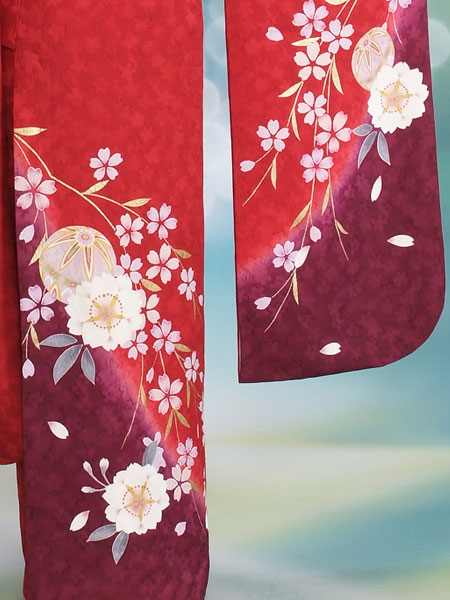 振袖18-044　赤/花・鞠・古典