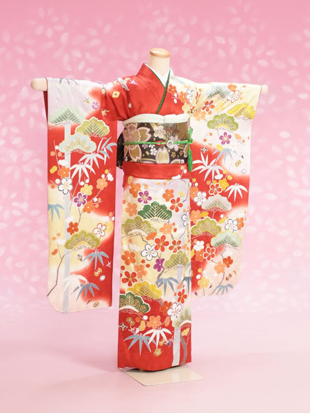 振袖21-121　朱/松竹梅・古典