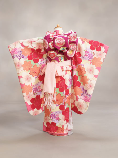 七五三7歳7-42　ピンク・オレンジ/桜・紅葉　乙葉