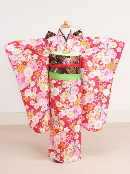 七五三7歳7-45　赤/花・絞り