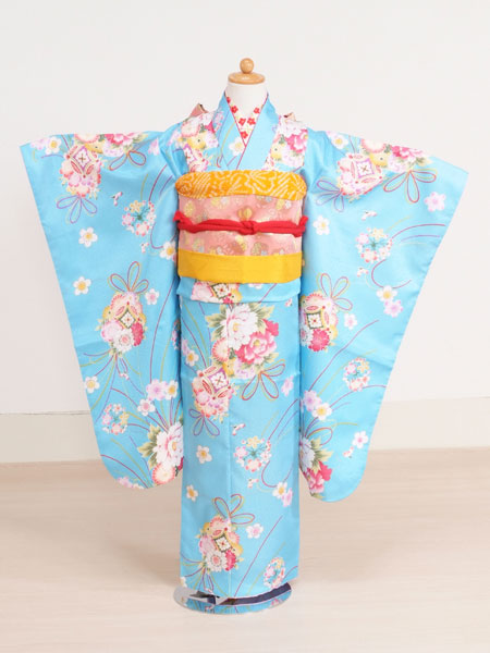 七五三7歳7-46　水色/花