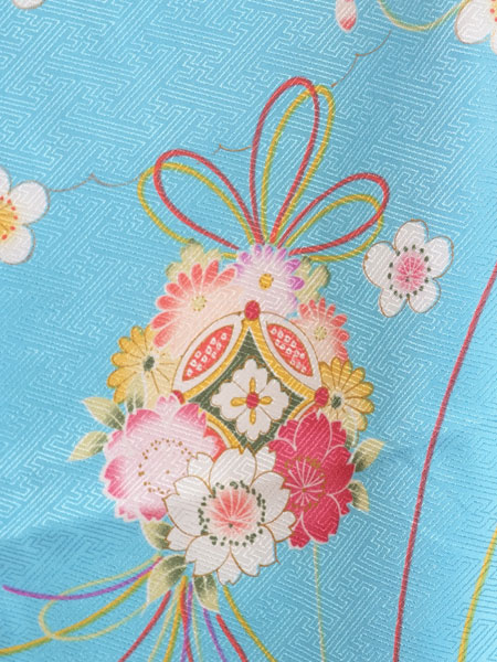 七五三7歳7-46　水色/花