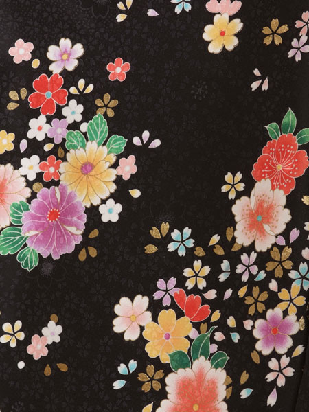 七五三7歳7-47　黒/花・鞠