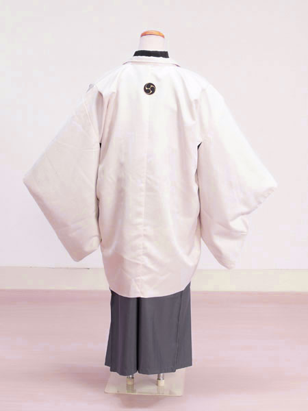 ジュニア袴男018　白|グレー/紋　kukka boy