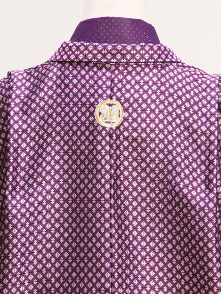 ジュニア袴男004　紫/斜め格子