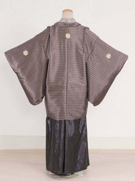 ジュニア袴男005　こげ茶/斜め格子