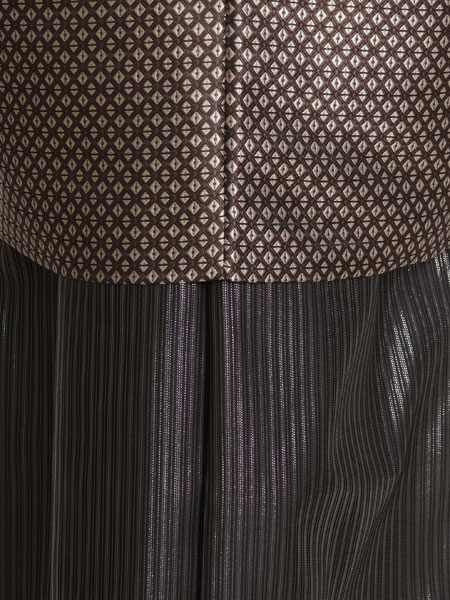 ジュニア袴男005　こげ茶/斜め格子