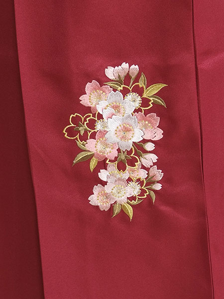 ジュニア袴女002　黒/桜|エンジ/桜・刺繍